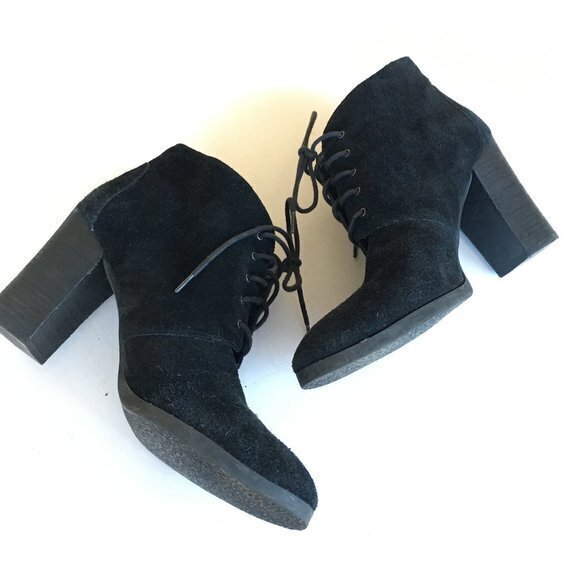 Franco Sarto ‘Wenda’ Black Soft Suede Leather Lace-Up Ankle Booties Womens Sz 10 - Picture 4 of 8